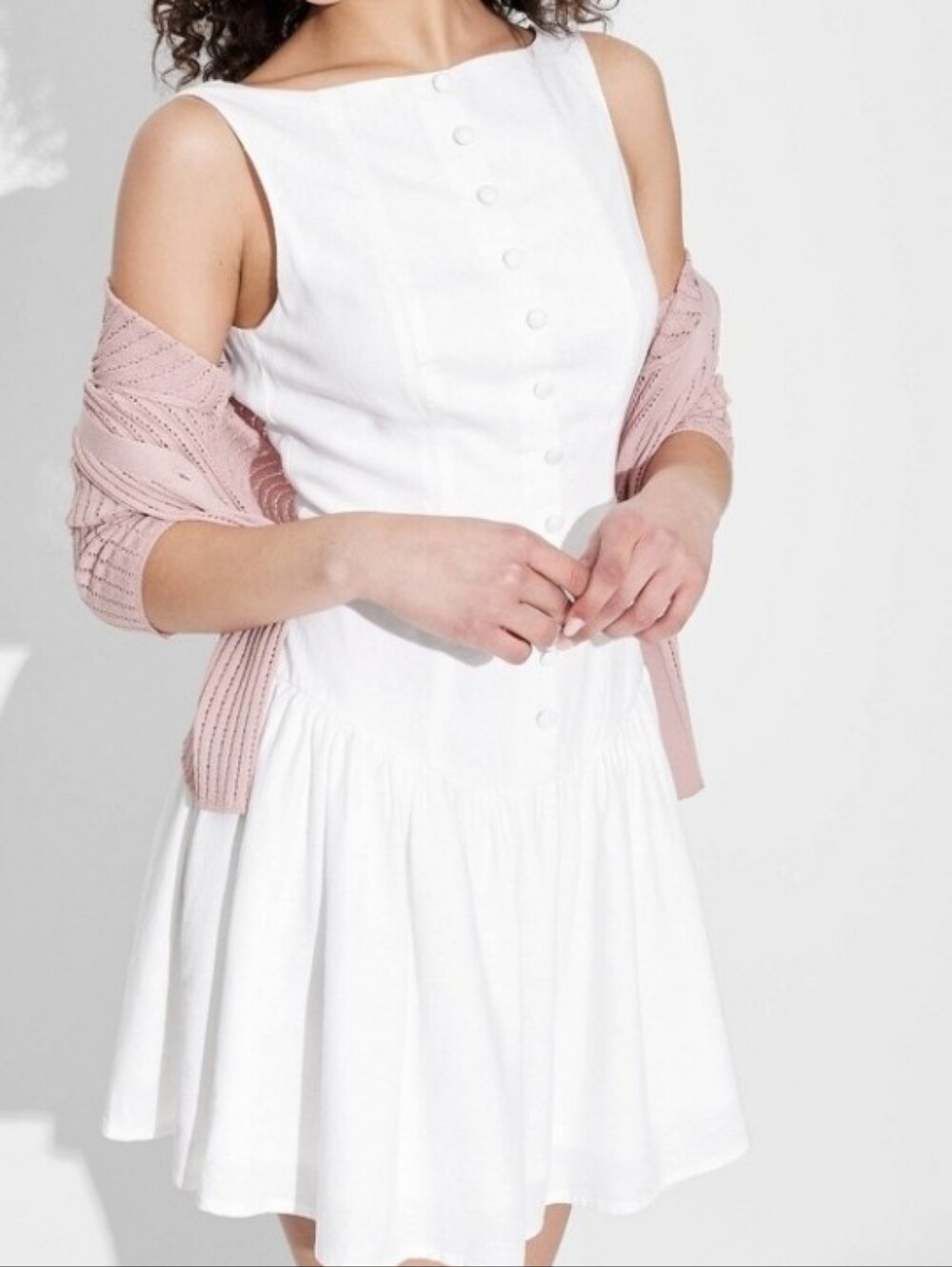 wild fable White Sleeveless Button-Front Mini Dress. NWT. Sz Small